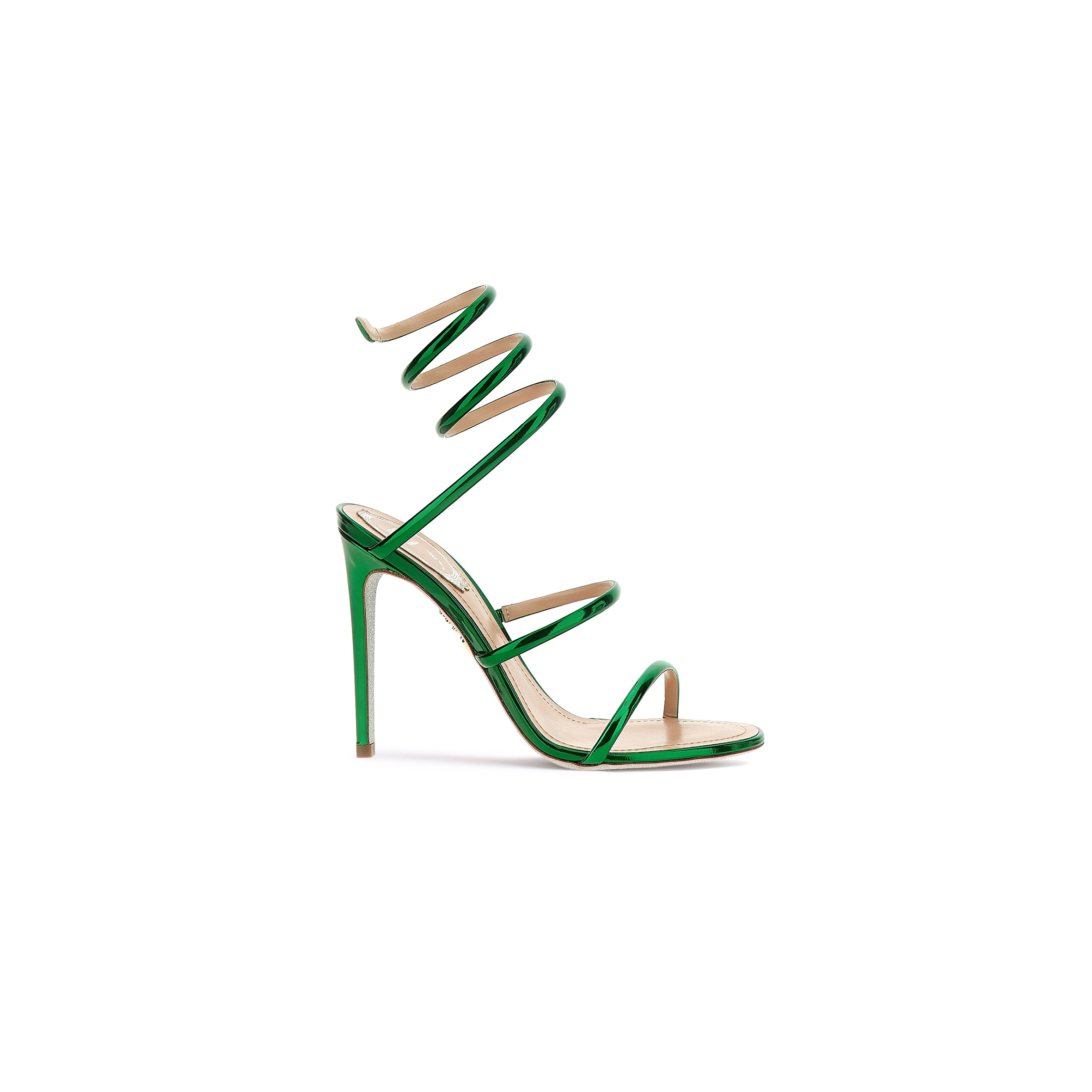 RENÉ CAOVILLA CLEO METALLIC GREEN SANDAL 105 C12351